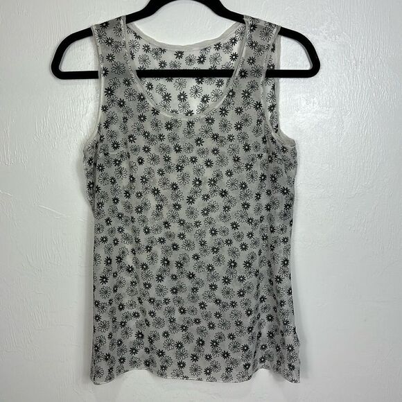 Dolce & Gabbana White And Black Floral Semi-Sheer Tank Top Size M - Picture 1 of 6